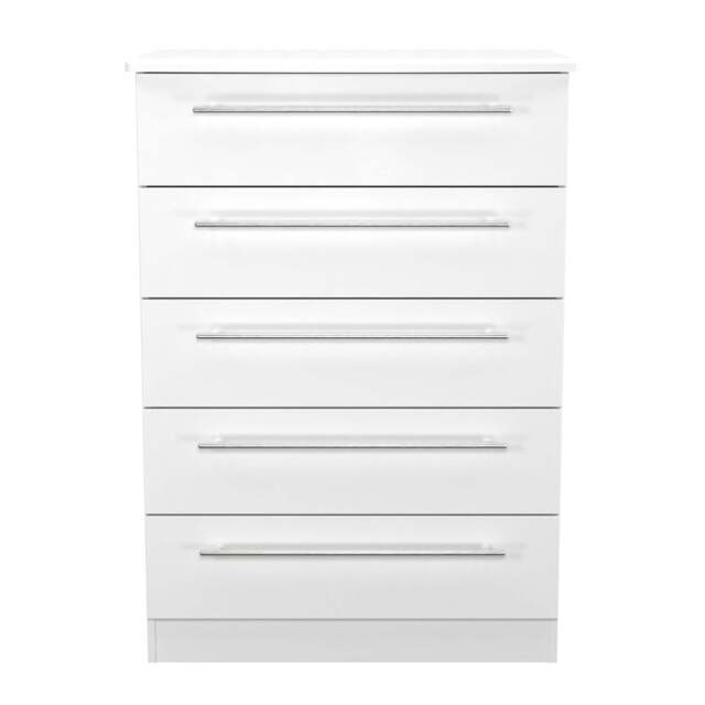 Sherwood Tall Chest of Drawers White 5 Drawers 77cm