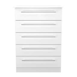 Sherwood Tall Chest of Drawers White 5 Drawers 77cm