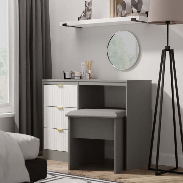 Nashville F Desk White & Grey 3 Drawers 97cm
