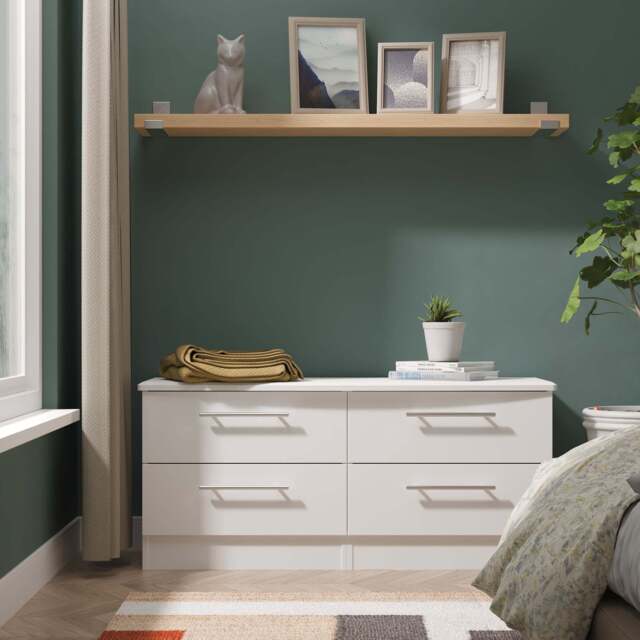Sherwood Large Chest of Drawers White 4 Drawers 112cm