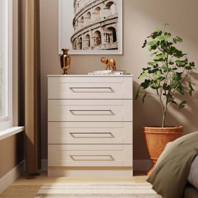 York Chest of Drawers Cream 4 Drawers 74cm