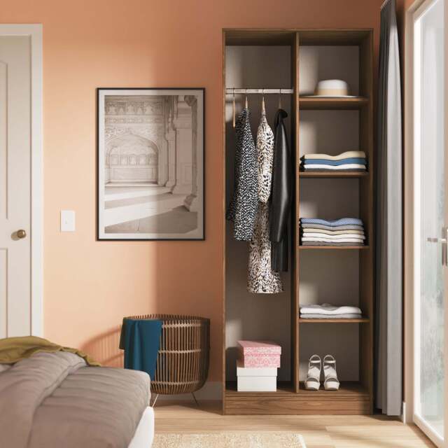 Hong Kong F Tall Wardrobe Oak 5 Shelves 197cm