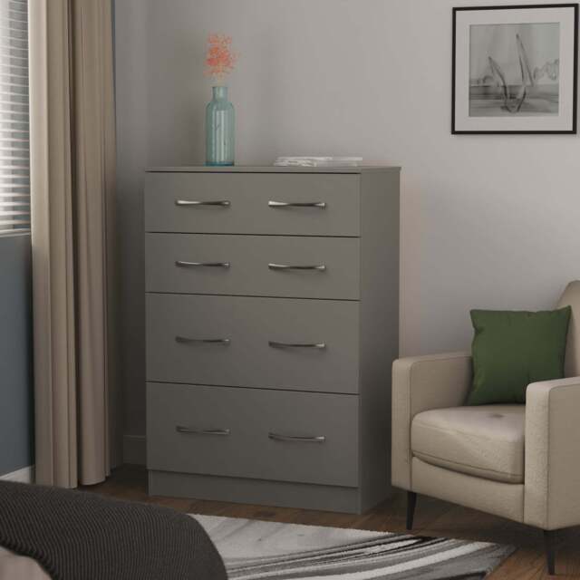 Avon Tall Chest of Drawers Grey 4 Drawers 108cm