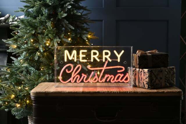 LED Red & Ww Neon Flex Merry Christmas Sign - 43cm