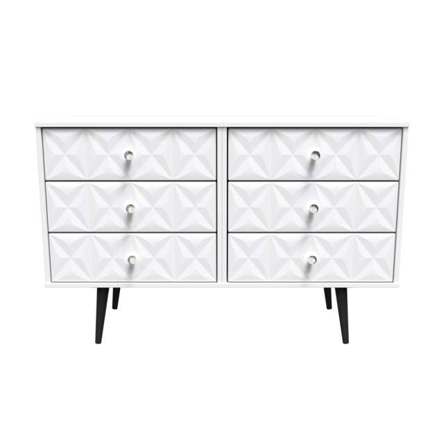 Pixel Large Chest of Drawers White 6 Drawers 115cm