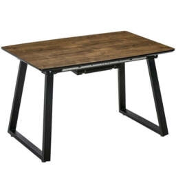 Homcom Extendable Dining Table Rectangular Wood Effect Tabletop For 4-6 People With Steel Frame & Hidden Leaves For Kitchen