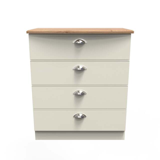 Victoria Chest of Drawers Cream & Light Oak 4 Drawers 77cm