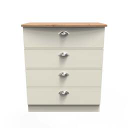 Victoria Chest of Drawers Cream & Light Oak 4 Drawers 77cm