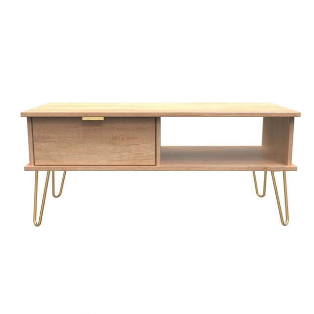 Hong Kong F Coffee Table Dark Oak 1 Shelf 1 Drawer 40cm