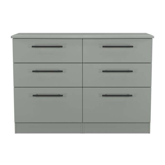 Beverley Large Chest of Drawers Grey 6 Drawers 112cm