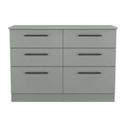 Beverley Large Chest of Drawers Grey 6 Drawers 112cm