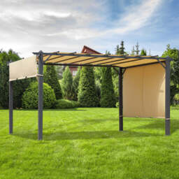 Premium Aluminium Garden Pergola by Croft 3 x 4m Retractable Beige