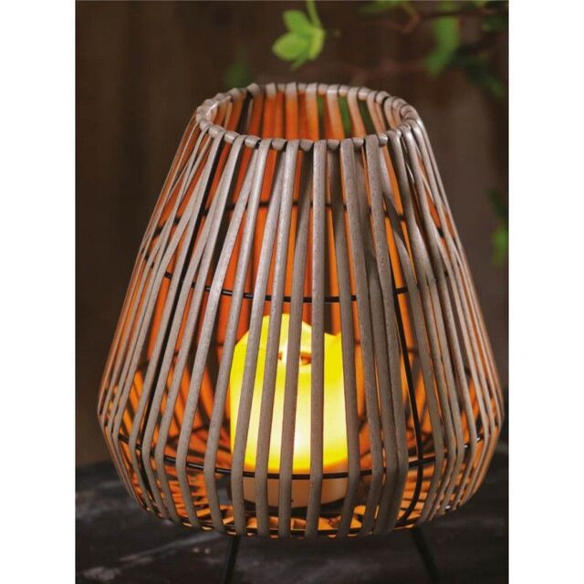 Brown Solar Garden Lantern Decoration Yellow LED - 24cm Contemporary Artisan by Bright Garden