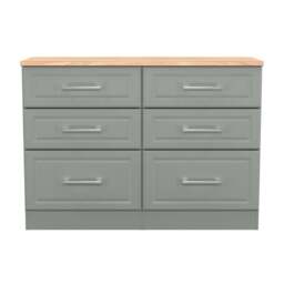 Kent Large Chest of Drawers Grey & Oak 6 Drawers 110cm