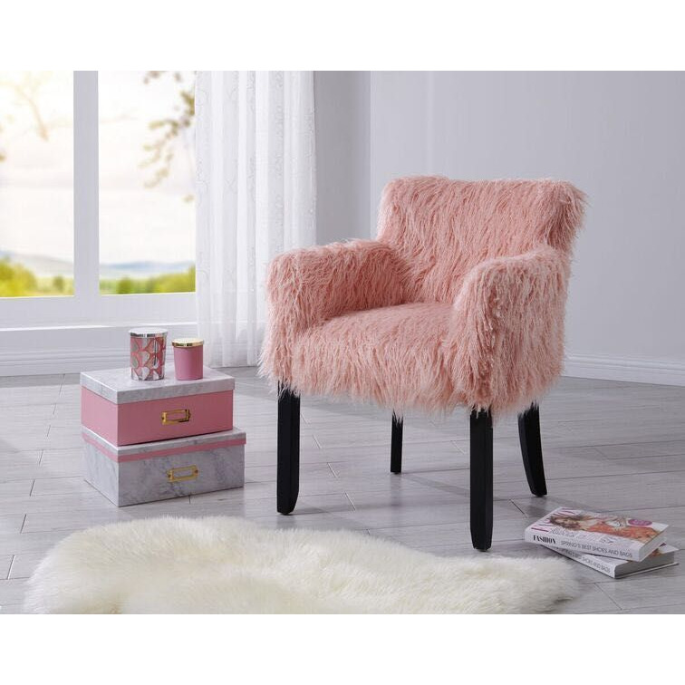 Faux Sheepskin Pink Tub Chair