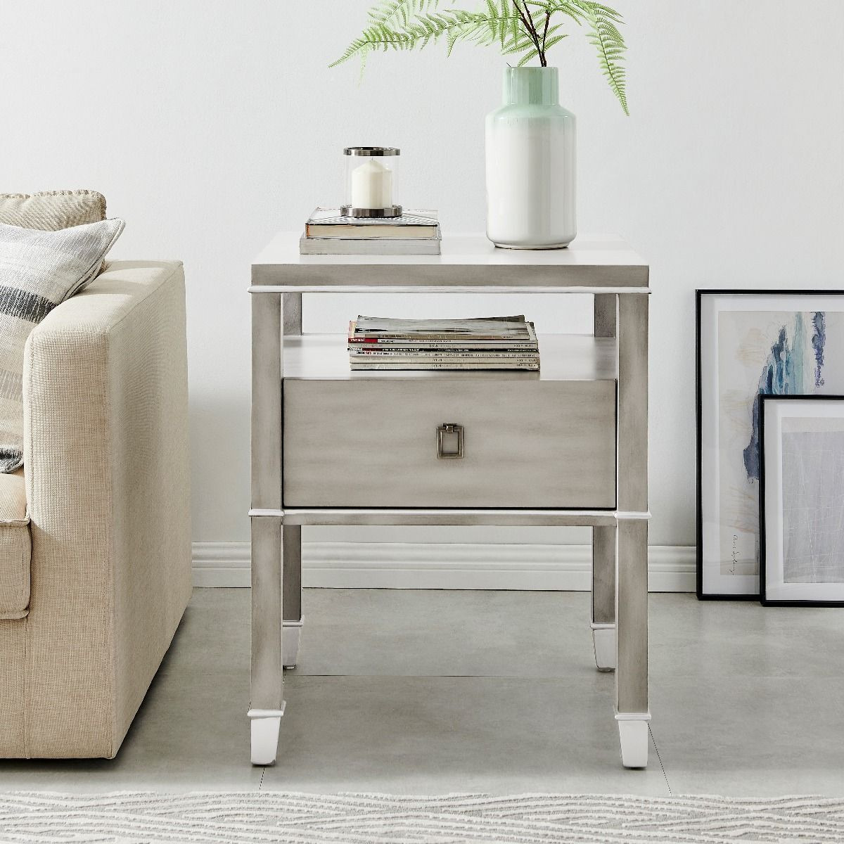 Carter Grey 1 Drawer End Table