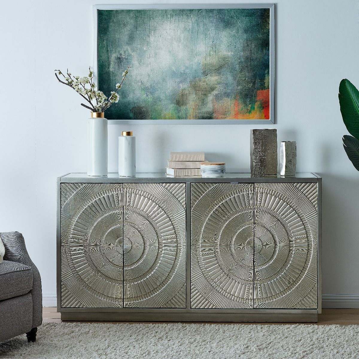 Frenso 4 Door Silver Sideboard