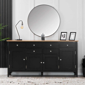 Bergen Black Painted Oak 4 Door 6 Drawer Extra Large Sideboard