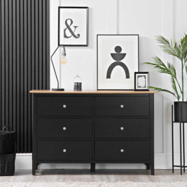 Bergen Black Painted Oak Chest of 6 Drawers