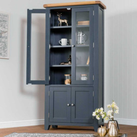 Hampshire Blue Painted Oak Glass Display Cabinet