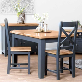 Hampshire Blue Painted Oak Small Extending Dining Table