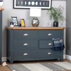 Hampshire Blue Painted Oak Chest of 6 Drawers