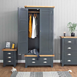 Hampshire Blue Painted Oak 2 Door Wardrobe with Drawer