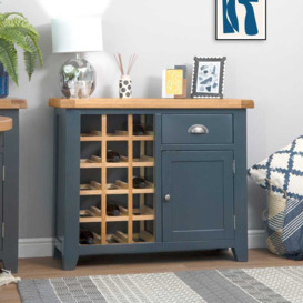 Hampshire Blue Painted Oak Small Sideboard Wine Rack