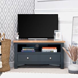 Salisbury Blue Painted Oak Corner Tv Unit