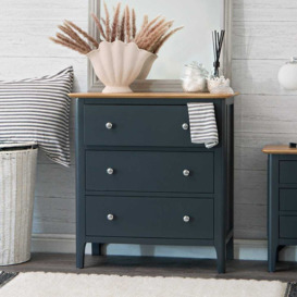 Bergen Blue Painted Oak Chest of 3 Drawers
