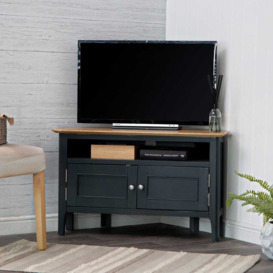 Bergen Blue Painted Oak Corner TV Unit