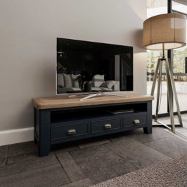 Wessex Smoked Oak Blue Painted Large TV Unit