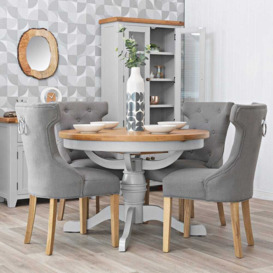 Hampshire Grey Painted Oak Round Pedestal Extending Dining Table