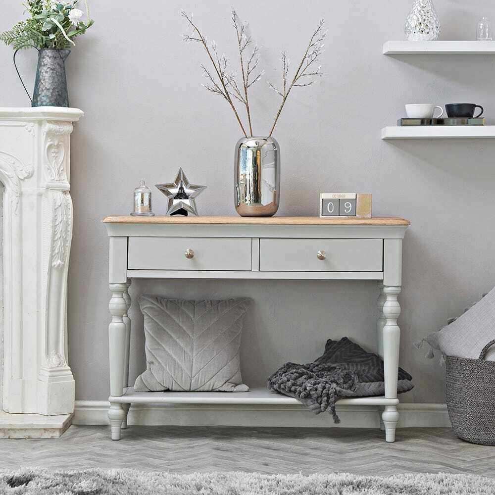 Ashbourne Grey Painted 2 Drawer Console Table