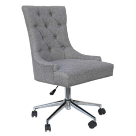 Sorrento Light Grey Fabric Winged Office Chair With Curved Button