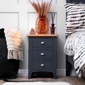 Gloucester Midnight Grey Painted Large 3 Drawer Bedside Table
