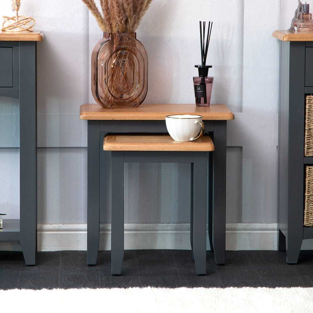 Gloucester Midnight Grey Painted Nest of 2 Tables