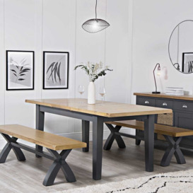 Suffolk Midnight Grey Painted Oak 1.6m Butterfly Extending Dining Table