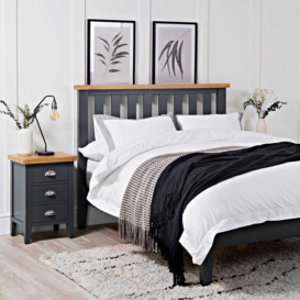 Suffolk Midnight Grey Painted Oak King Size Bed Frame