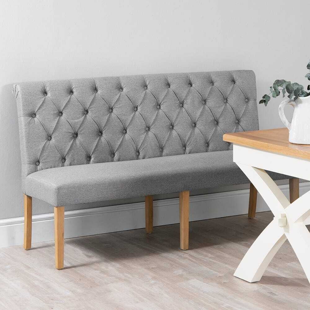 Torino Light Grey 170cm Scroll Back Bench