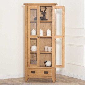 Rustic Oak Glass Display Cabinet