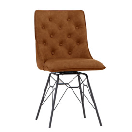 Industrial Tan Studded Back Swivel Chair