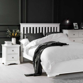 Florence White Painted King Size Bed Frame Low Panelled Footboard