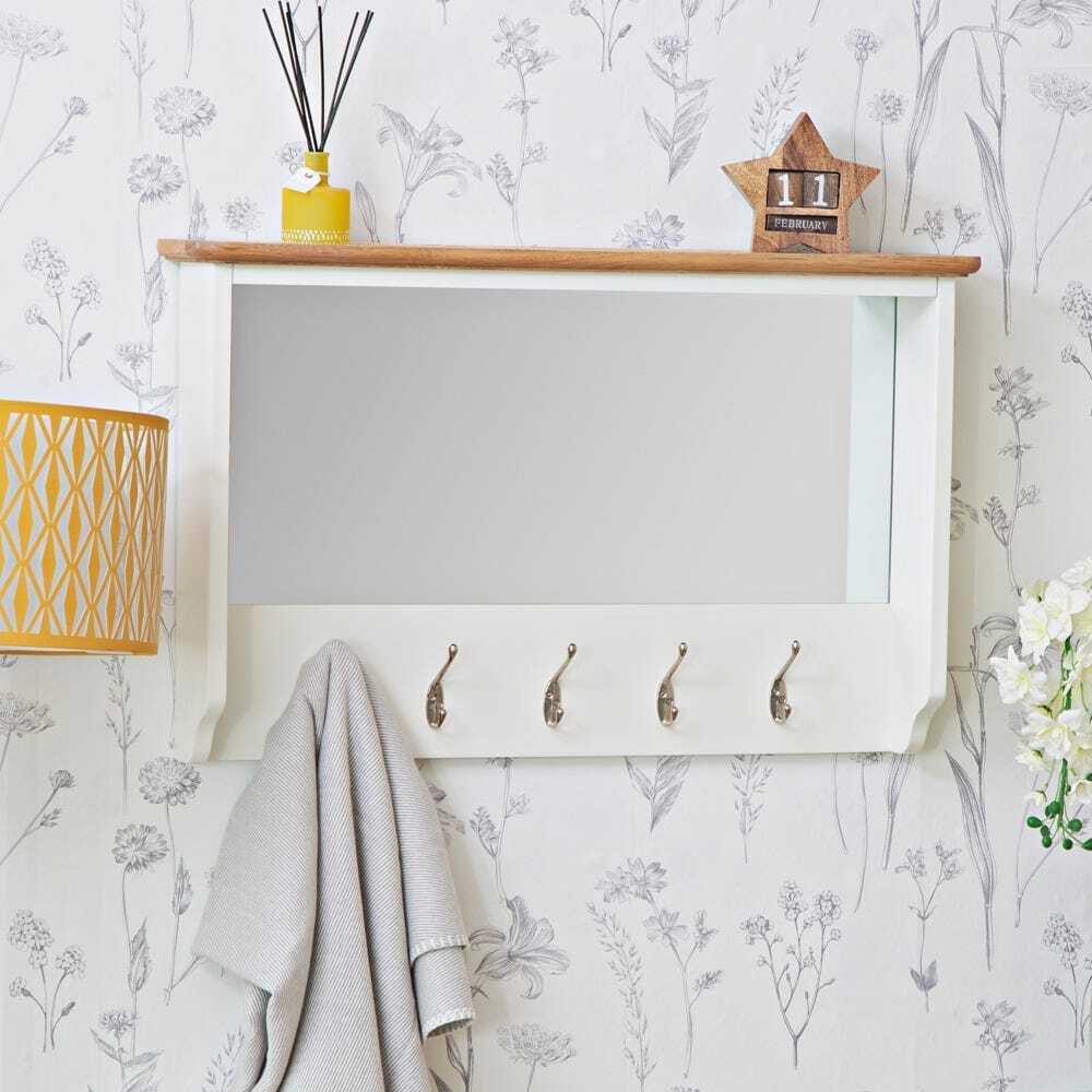 Gloucester White Painted Mirrored Coat Rack