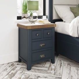 Wessex Smoked Oak Blue Painted Extra Large Bedside Table