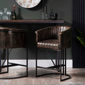 Shoreditch Industrial Brown Leather Bar Chair