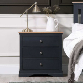 Florence Midnight Grey Painted Oak Chest of 3 Drawers