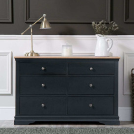 Florence Midnight Grey Painted Oak Chest of 6 Drawers