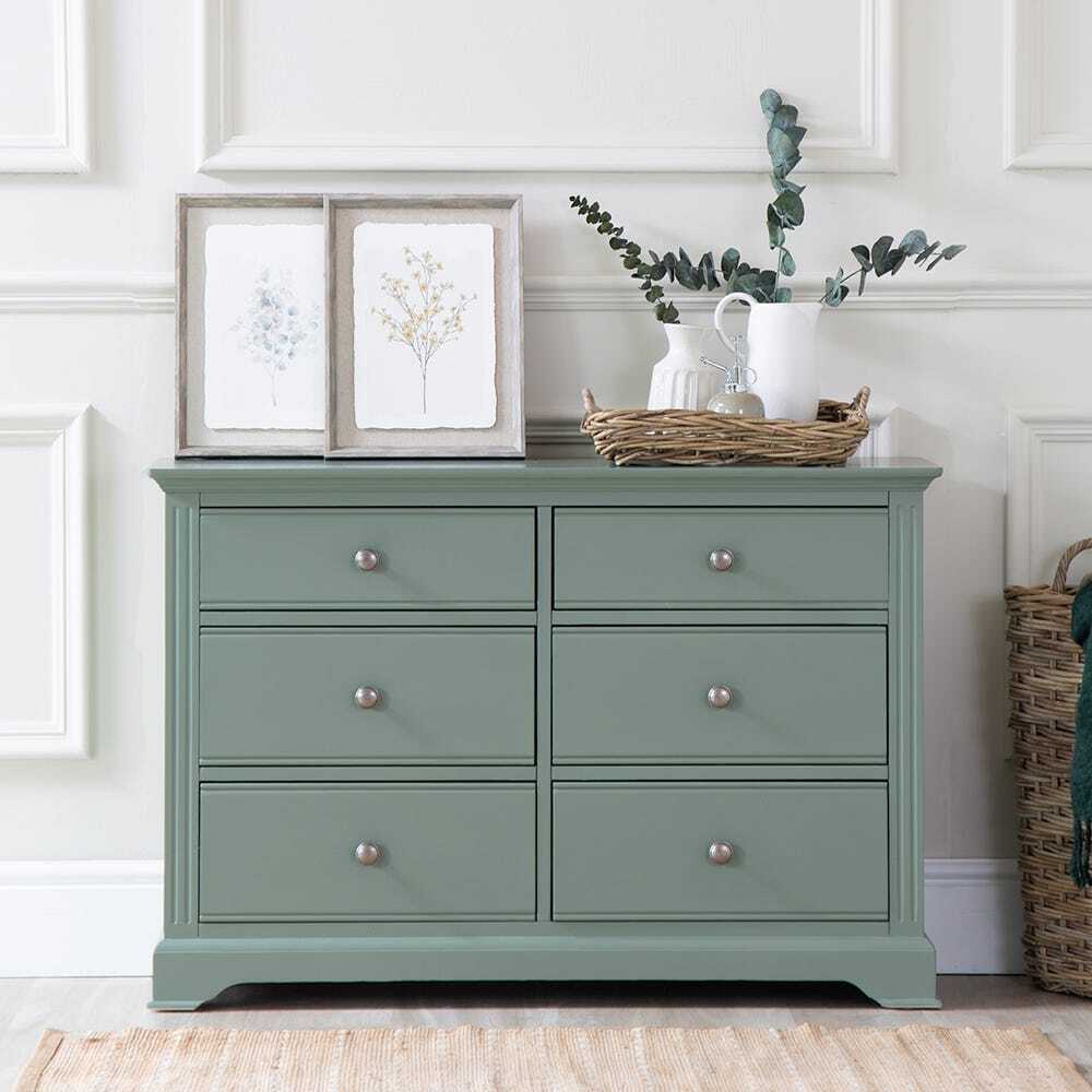 Banbury Sage Green Painted Chest of 6 Drawers by Chiltern Oak Furniture |  uFurnish.com