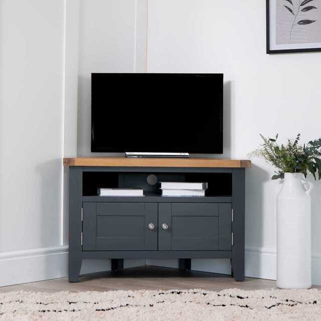 Suffolk Midnight Grey Painted Oak Corner TV Unit